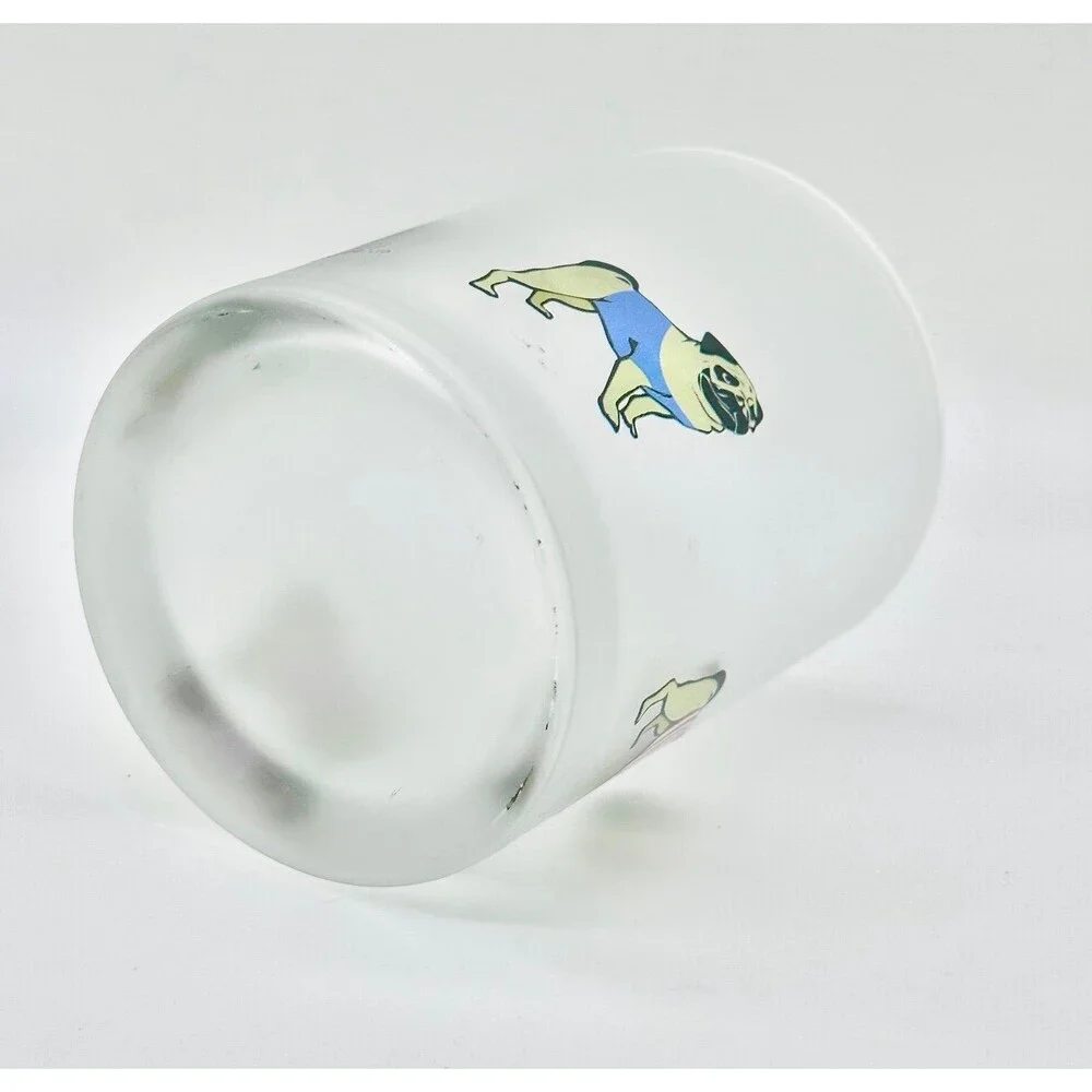 Culver Ltd. Pug Frosted Old Fashioned Glass Dog Lovers Whiskey Glass Pug Dogs